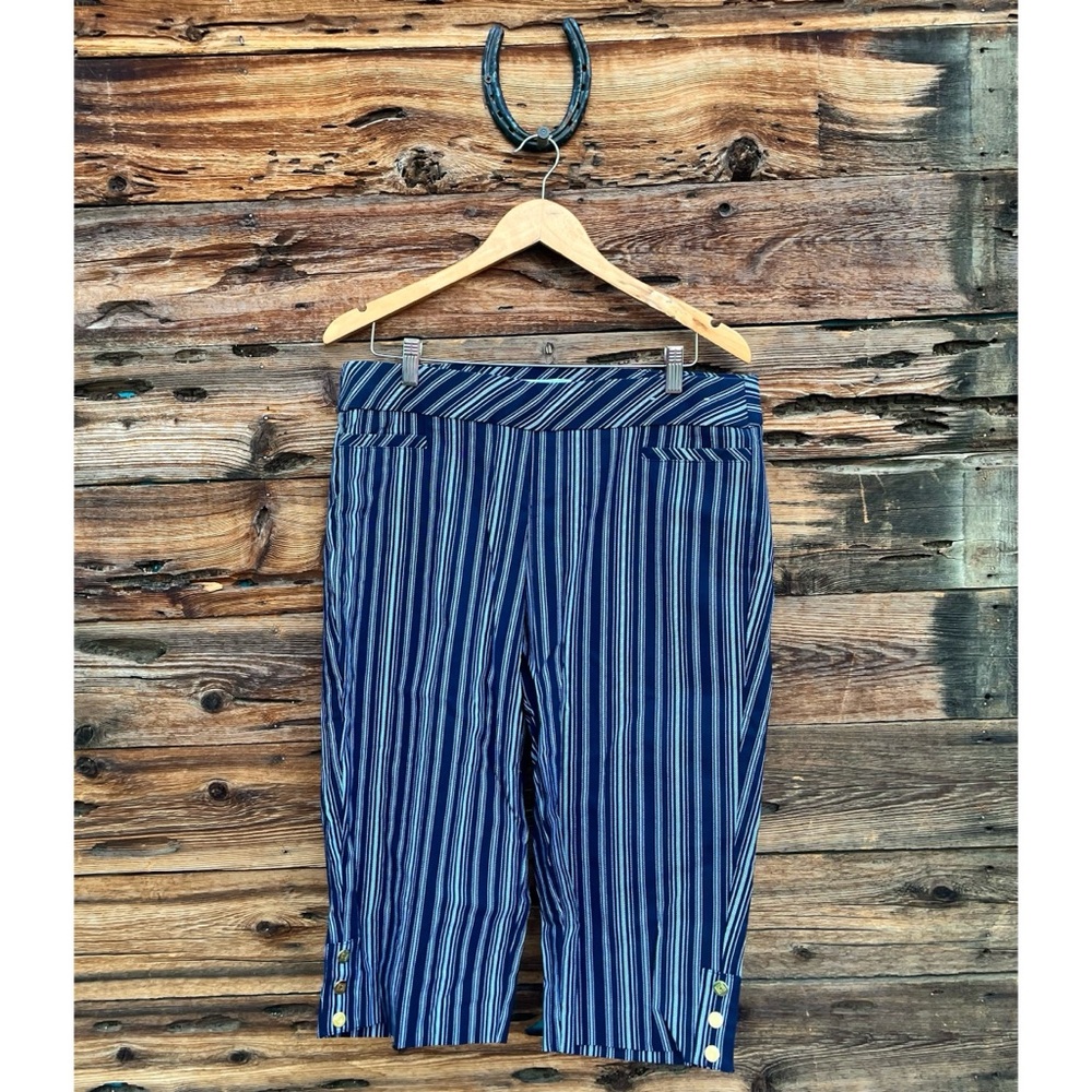 LIZ CLAIBORNE | Vintage Blue Plaid Pinstripe Capri Pants 14